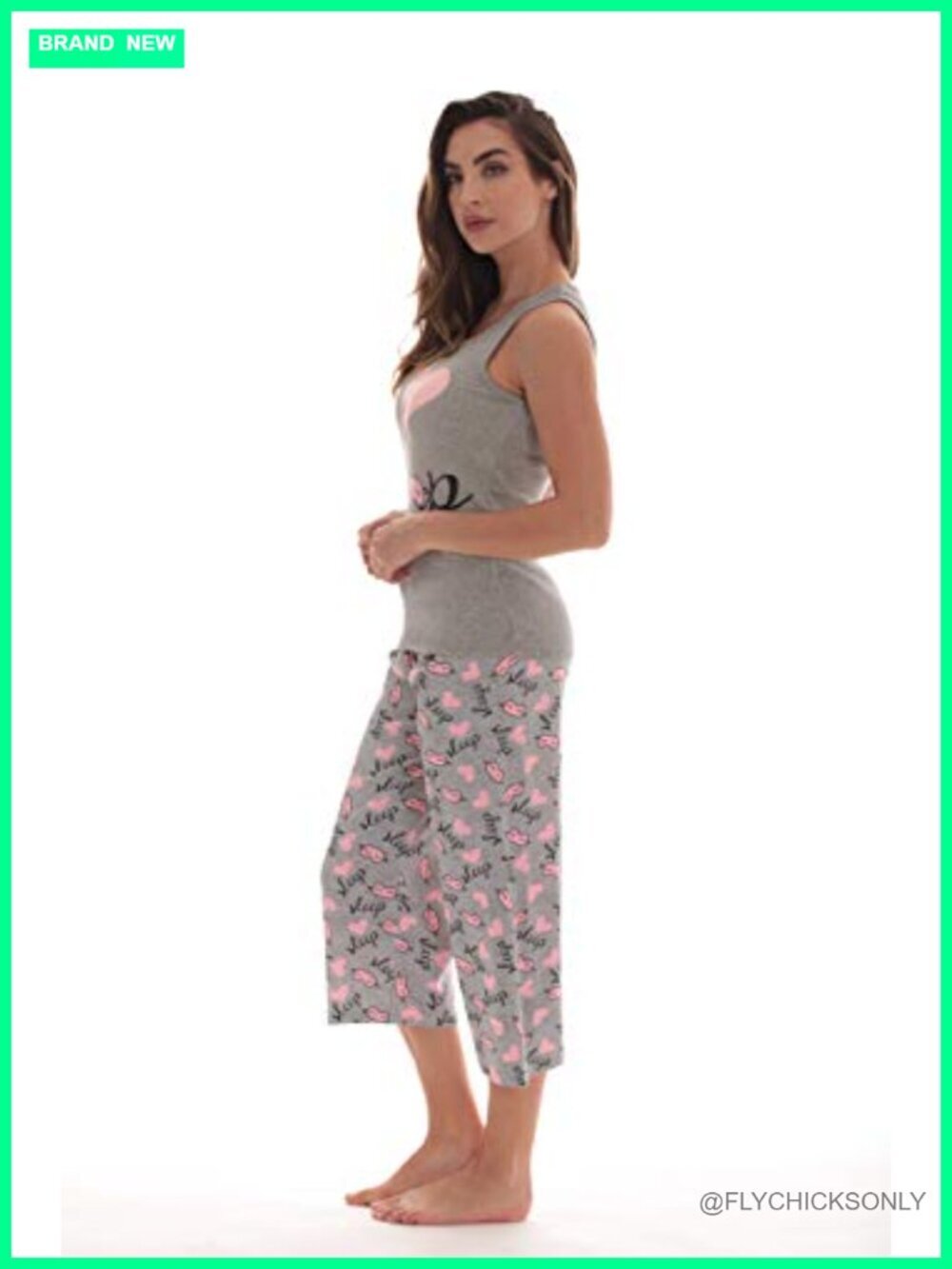 100% Cotton Capri Pajama Set Sleeveless Tank - Picture 2 of 3